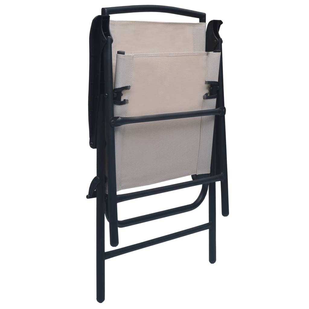 vidaXL Chair | Set of 2 | Taupe | Textilene, Steel | Medium | Foldable | Chair