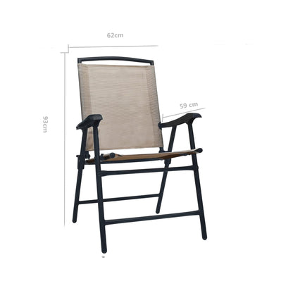 vidaXL Chair | Set of 2 | Taupe | Textilene, Steel | Medium | Foldable | Chair