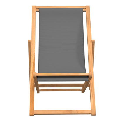 vidaXL Beach Chair | Grey | Teak wood | Standard | Multi-Position Backrest