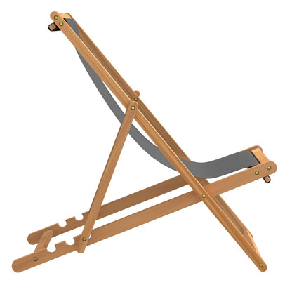 vidaXL Beach Chair | Grey | Teak wood | Standard | Multi-Position Backrest