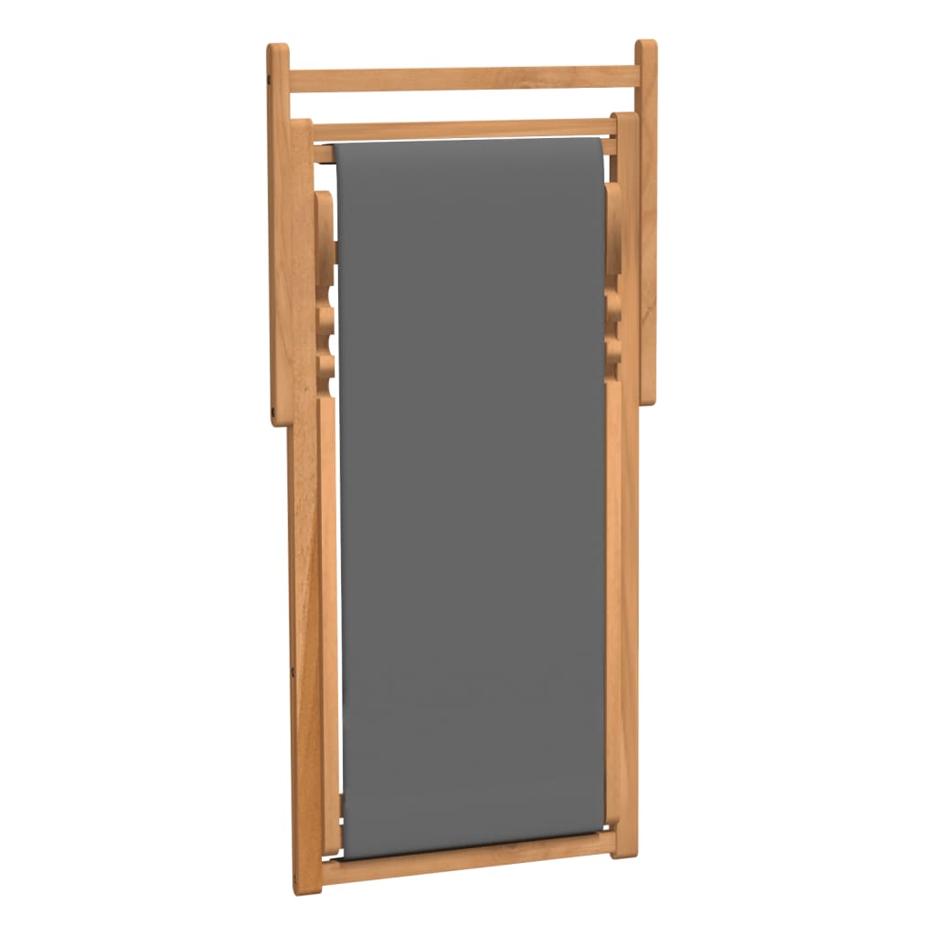 vidaXL Beach Chair | Grey | Teak wood | Standard | Multi-Position Backrest