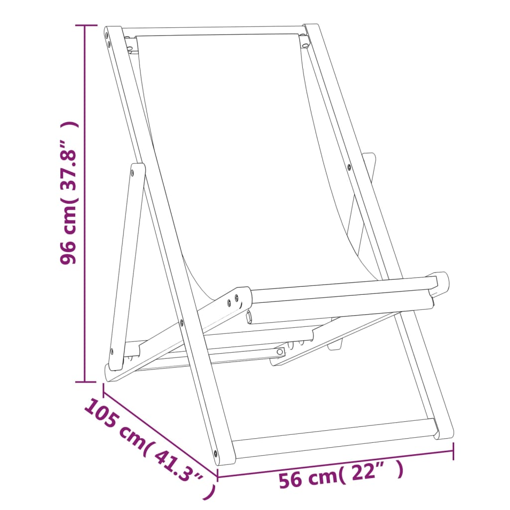 vidaXL Beach Chair | Grey | Teak wood | Standard | Multi-Position Backrest
