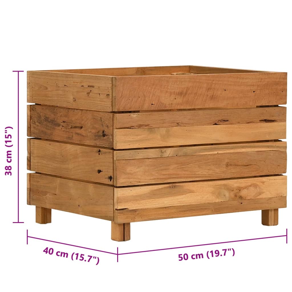 vidaXL Raised Bed 50x40x38 cm Recycled Teak Wood and Steel
