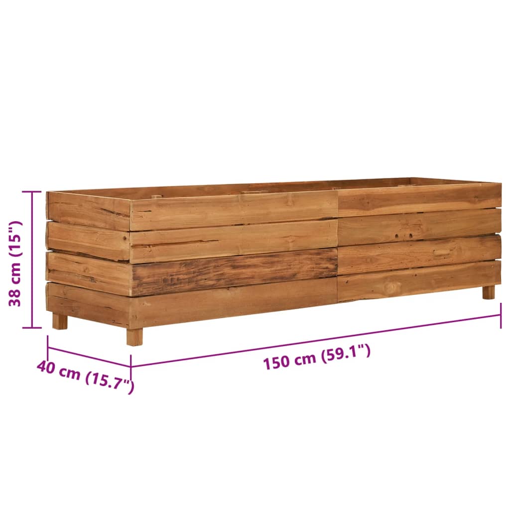 vidaXL Raised Bed 150x40x38 cm Recycled Teak Wood and Steel