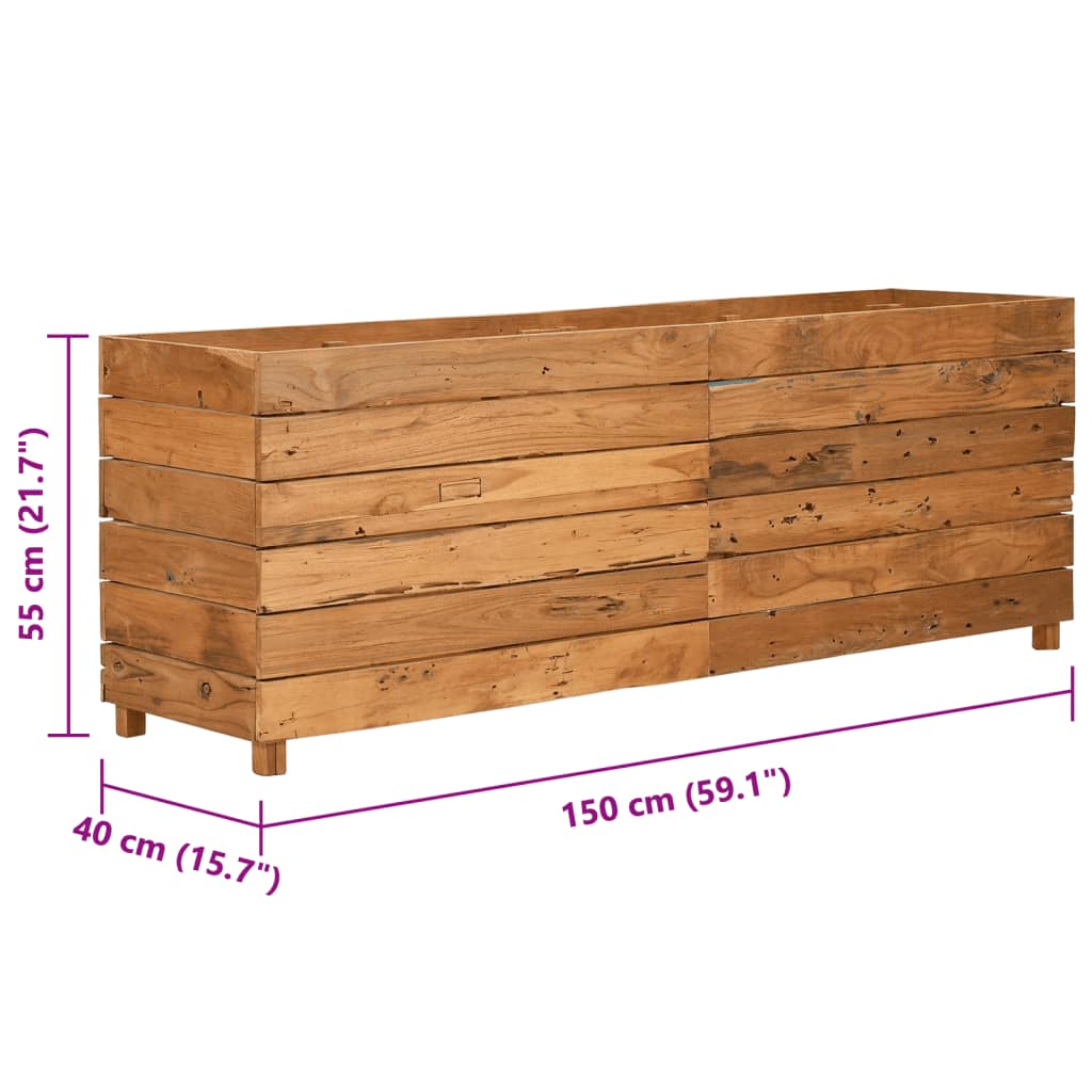 vidaXL Raised Bed 150x40x55 cm Recycled Teak Wood and Steel
