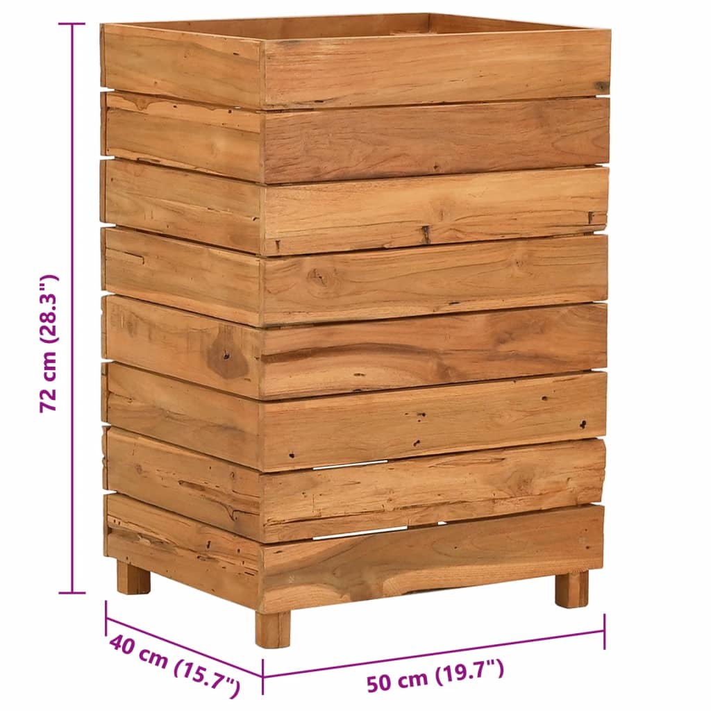 vidaXL Raised Bed 50x40x72 cm Recycled Teak Wood and Steel