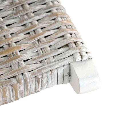 vidaXL Relaxing Chair | White, Natural | Kubu Rattan, Solid Mahogany Wood