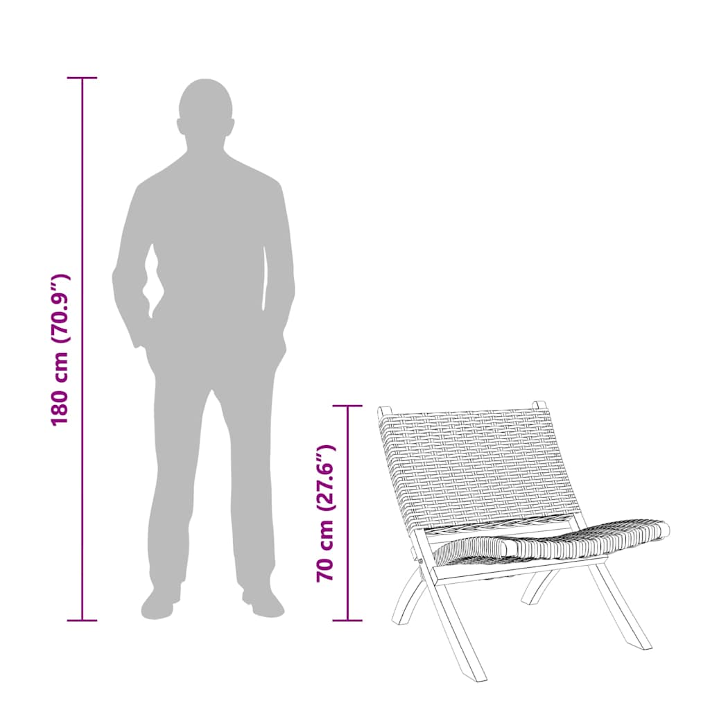 vidaXL Relaxing Chair White Natural Kubu Rattan&Solid Mahogany Wood
