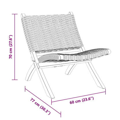 vidaXL Relaxing Chair Black Natural Kubu Rattan and Solid Mahogany Wood