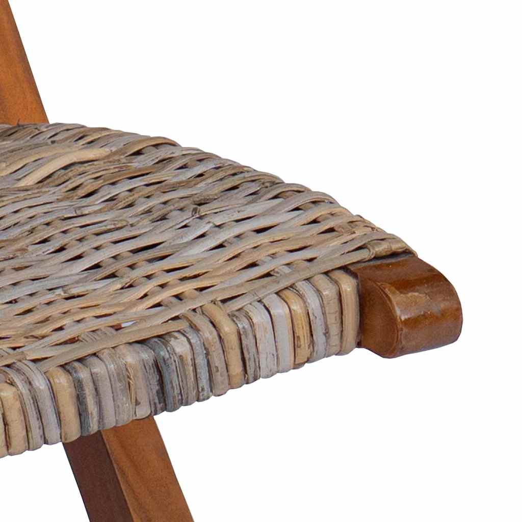 vidaXL Relaxing Chair Natural Kubu Rattan and Solid Mahogany Wood