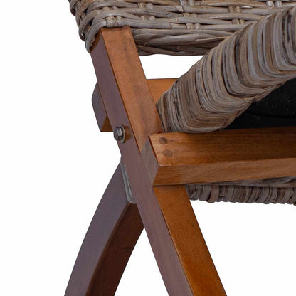 vidaXL Relaxing Chair Natural Kubu Rattan and Solid Mahogany Wood
