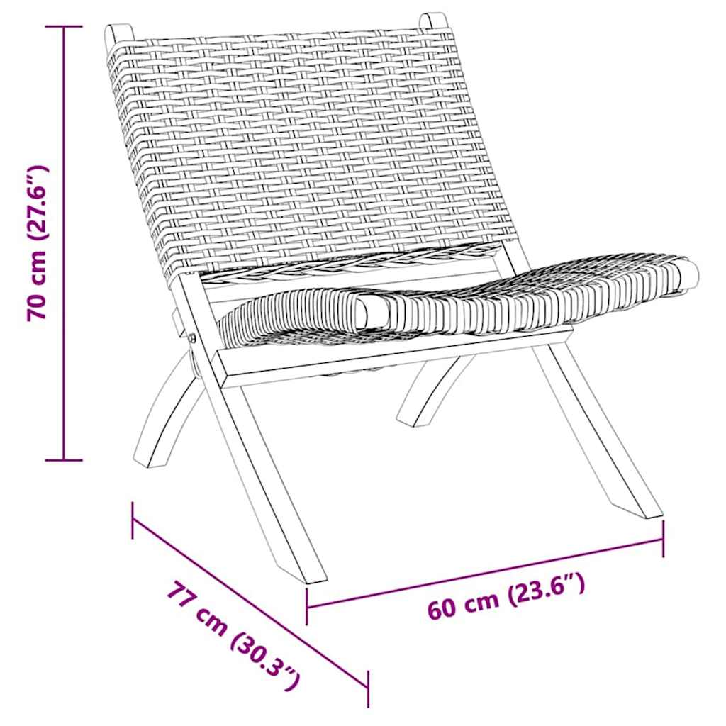 vidaXL Relaxing Chair Natural Kubu Rattan and Solid Mahogany Wood