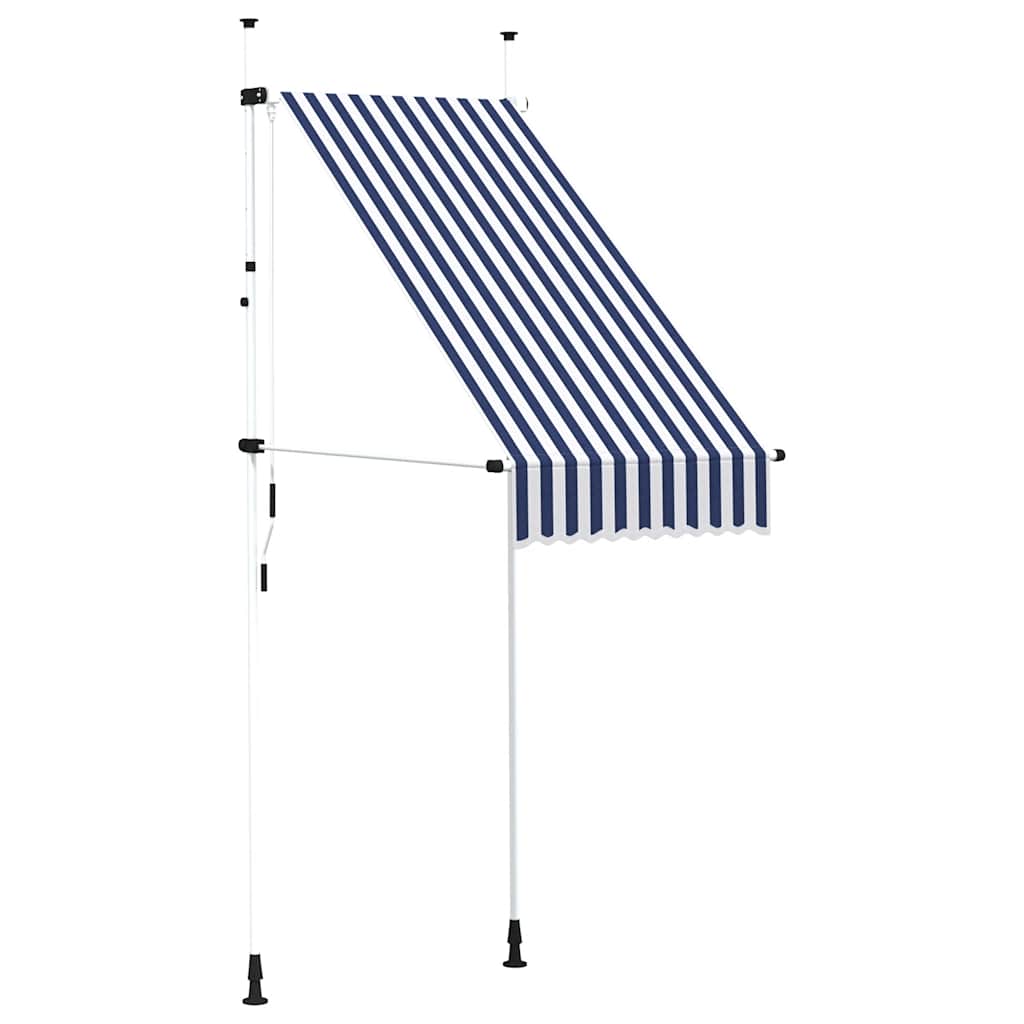 145829 vidaXL Manual Retractable Awning 100 cm Blue and White Stripes