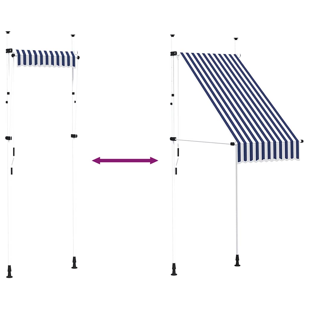 145829 vidaXL Manual Retractable Awning 100 cm Blue and White Stripes