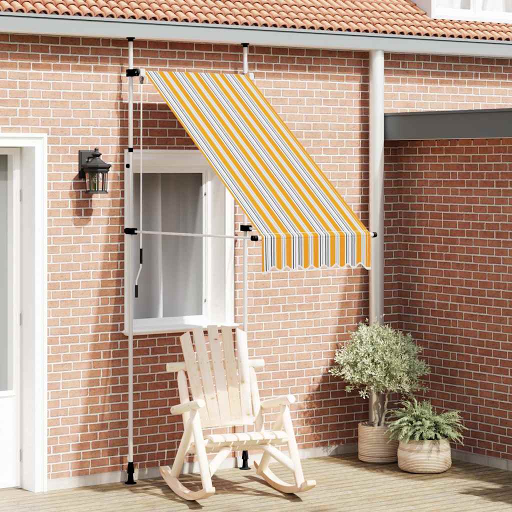145830 vidaXL Manual Retractable Awning 100 cm Yellow and Blue Stripes