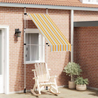 145830 vidaXL Manual Retractable Awning 100 cm Yellow and Blue Stripes