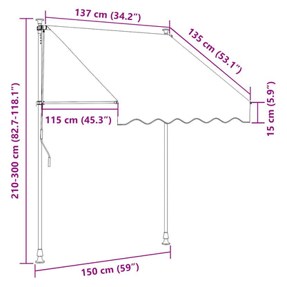 vidaXL Manual Retractable Awning 150 cm Orange and Brown