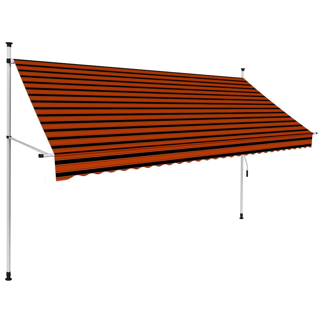 145838 vidaXL Manual Retractable Awning 300 cm Orange and Brown