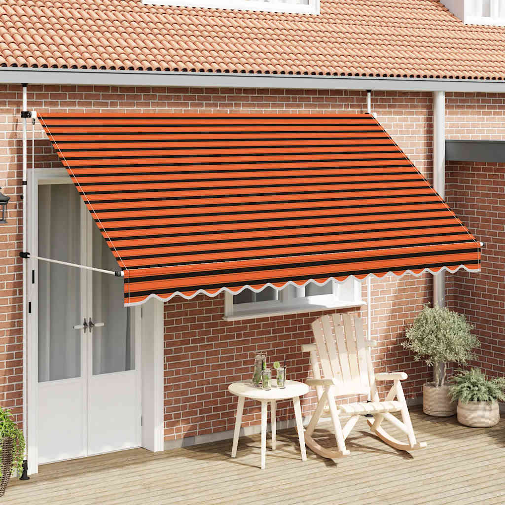 145839 vidaXL Manual Retractable Awning 350 cm Orange and Brown