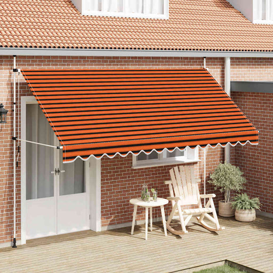 145840 vidaXL Manual Retractable Awning 400 cm Orange and Brown