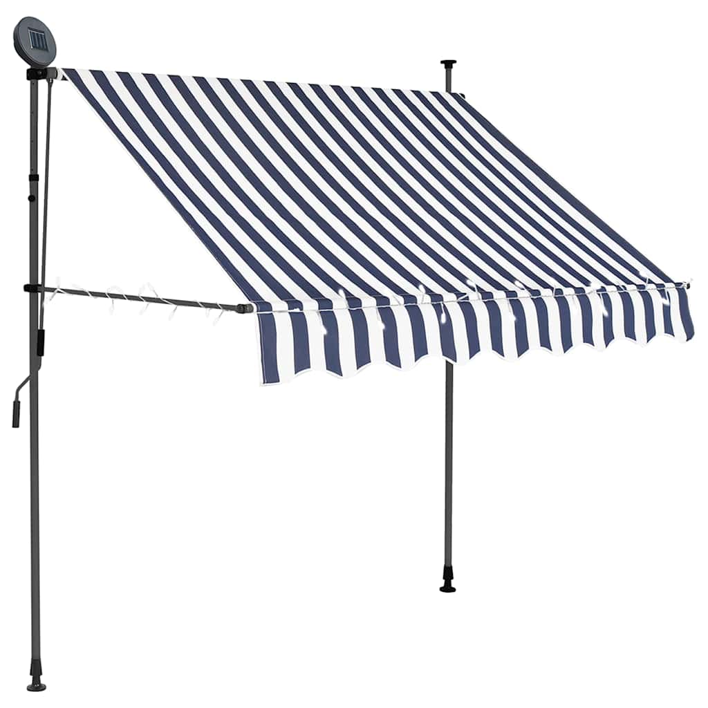 vidaXL Manual Retractable Awning with LED 100 cm Blue and White