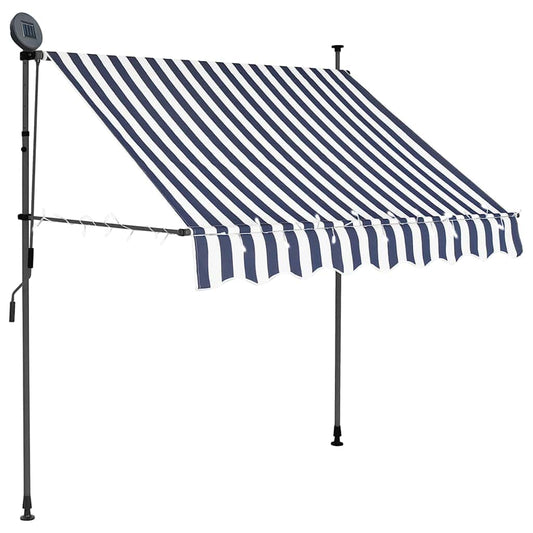 vidaXL Manual Retractable Awning with LED 100 cm Blue and White