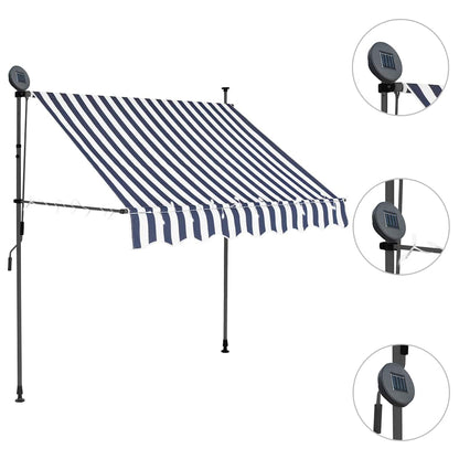 vidaXL Manual Retractable Awning with LED 100 cm Blue and White