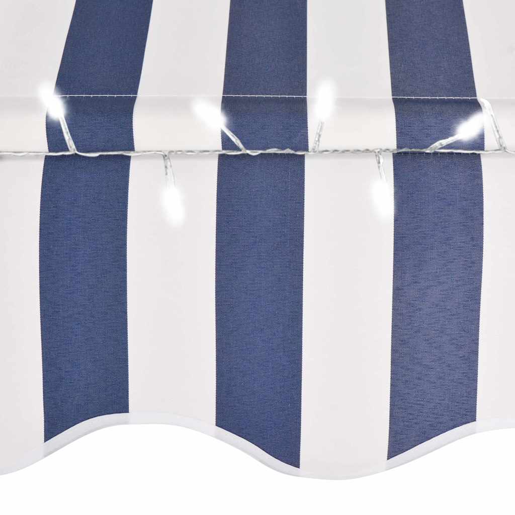 vidaXL Manual Retractable Awning with LED 100 cm Blue and White