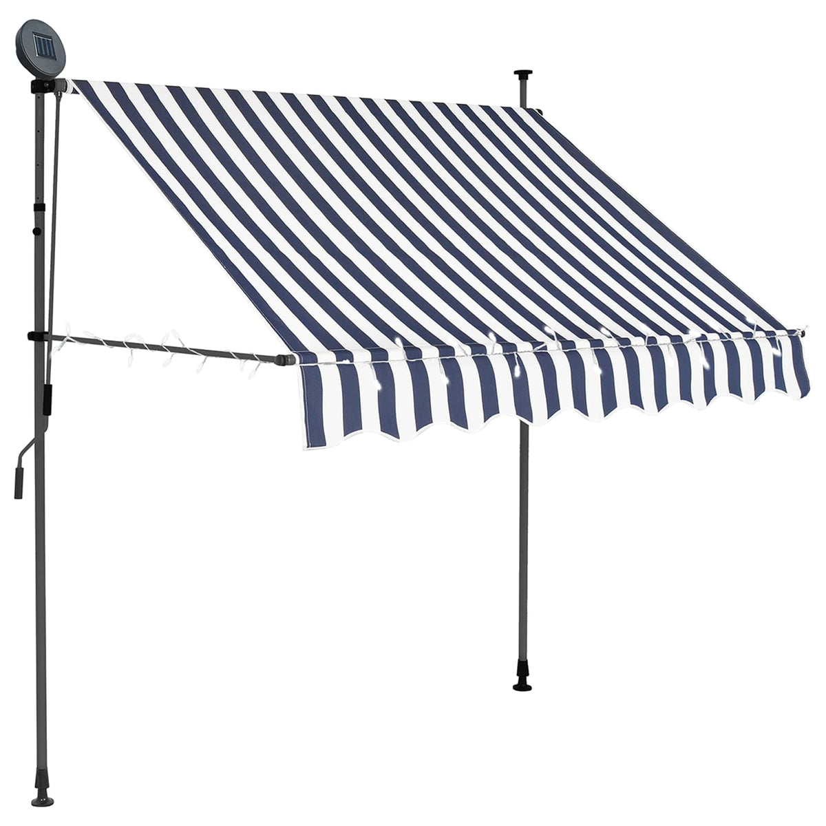 vidaXL Manual Retractable Awning with LED 100 cm Blue and White