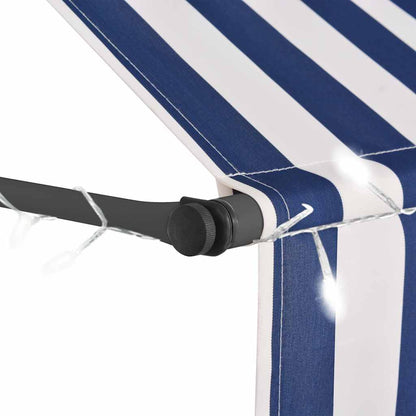 vidaXL Manual Retractable Awning with LED 150 cm Blue and White