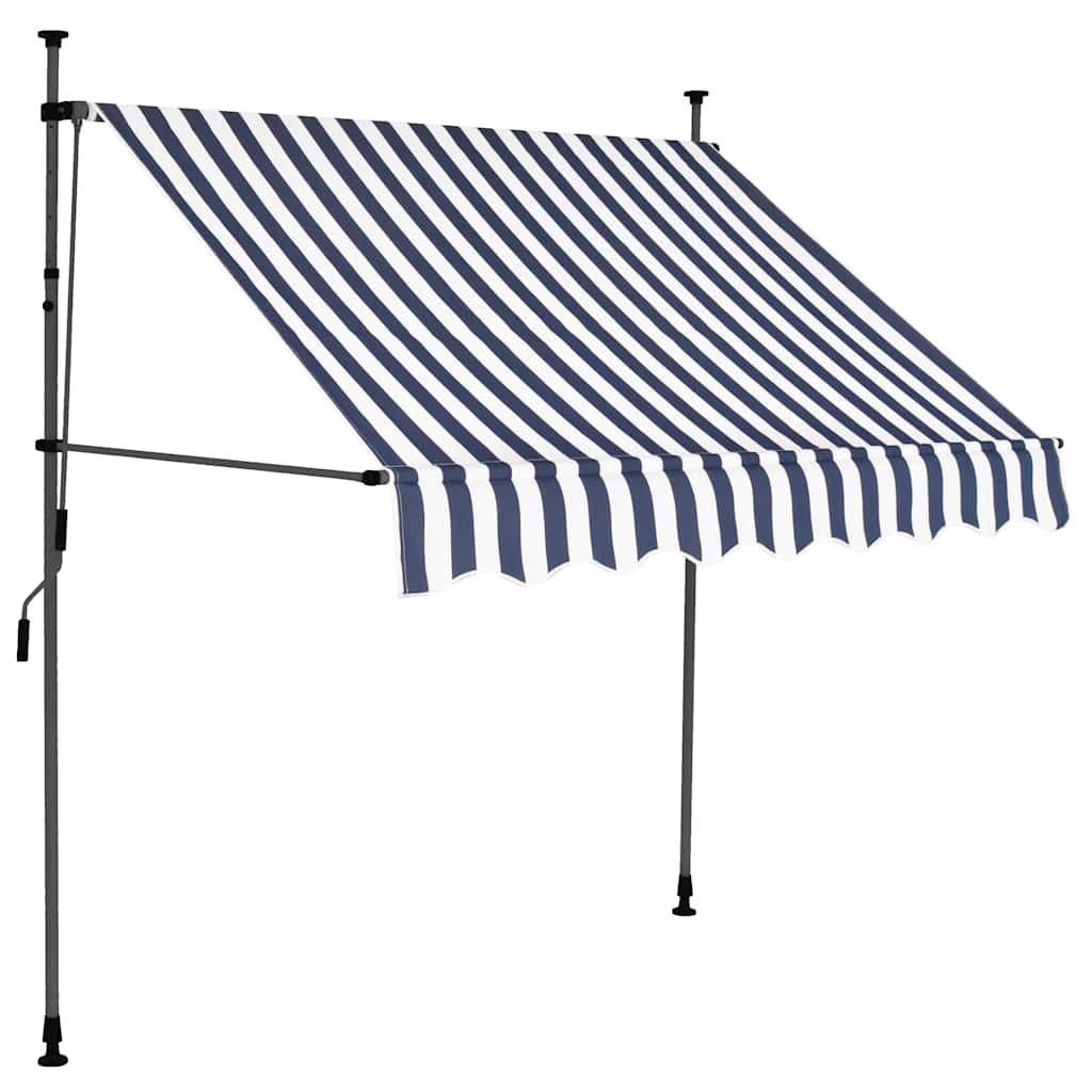 vidaXL Manual Retractable Awning with LED 200 cm Blue and White