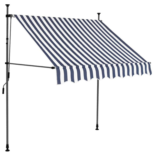 vidaXL Manual Retractable Awning with LED 200 cm Blue and White