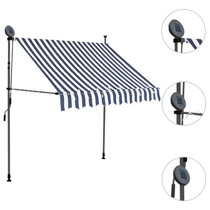 vidaXL Manual Retractable Awning with LED 200 cm Blue and White