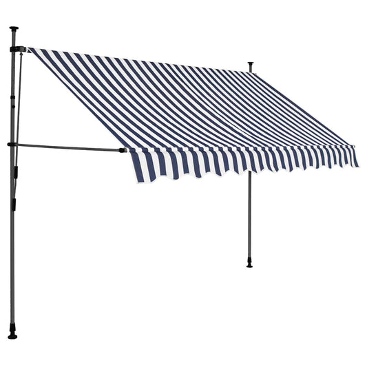 vidaXL Manual Retractable Awning with LED 250 cm Blue and White