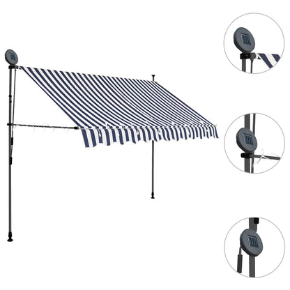 vidaXL Manual Retractable Awning with LED 250 cm Blue and White