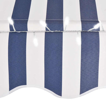 vidaXL Manual Retractable Awning with LED 300 cm Blue and White