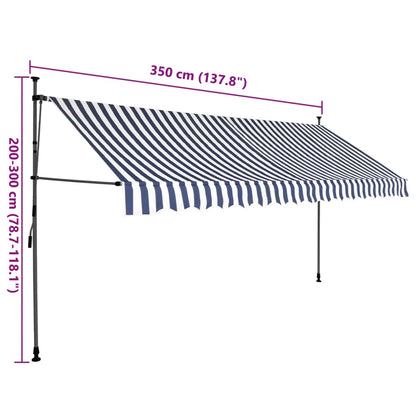 vidaXL Manual Retractable Awning with LED 350 cm Blue and White