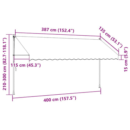 vidaXL Manual Retractable Awning with LED 400 cm Blue and White