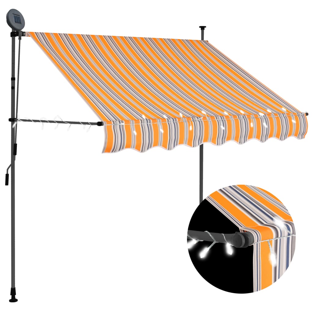 vidaXL Retractable Awning | Yellow and Blue
