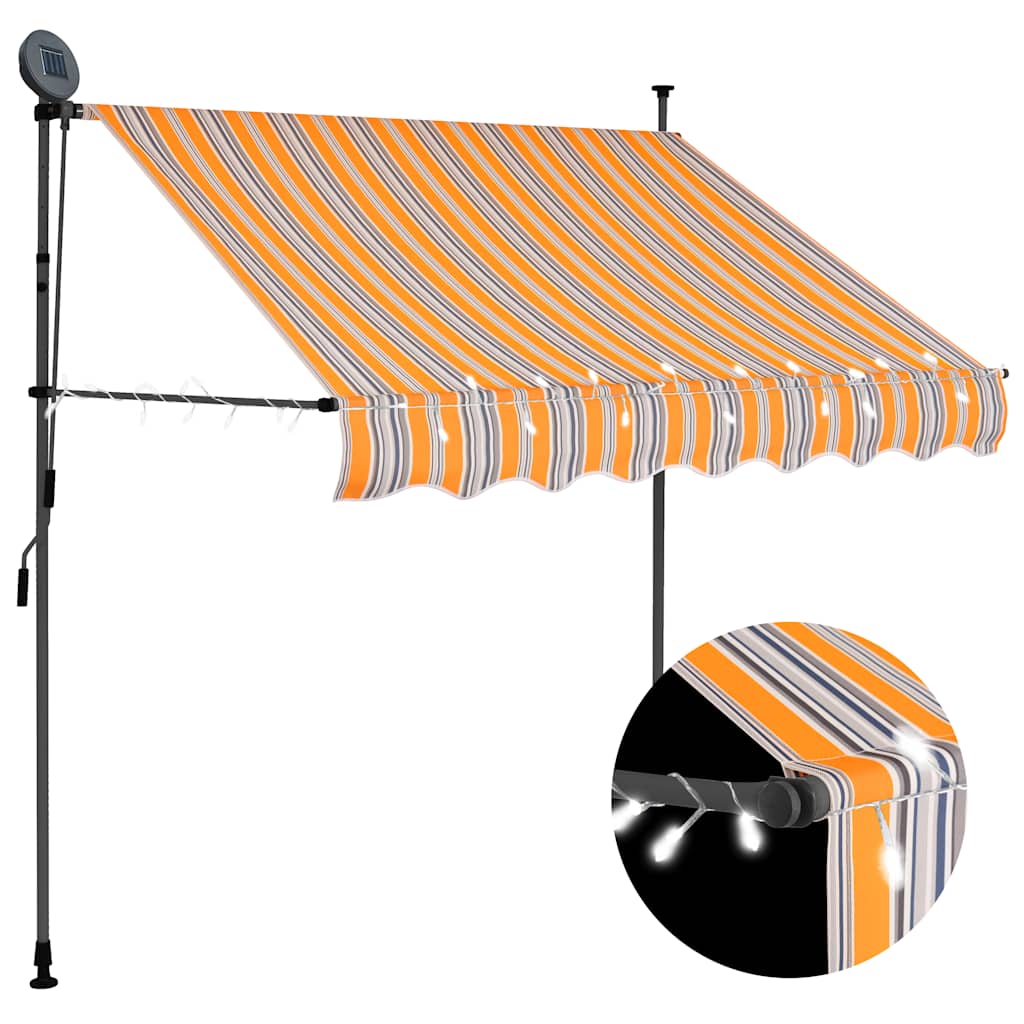 vidaXL Retractable Awning | Yellow and blue | Fabric, Steel | 150 cm width