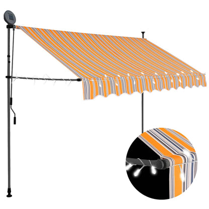vidaXL Manual Retractable Awning with LED 250 cm Yellow and Blue
