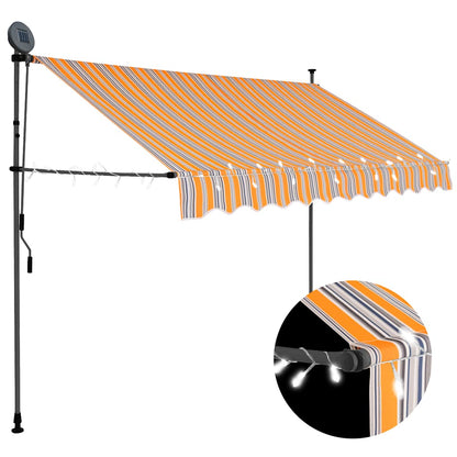 vidaXL Manual Retractable Awning with LED 300 cm Yellow and Blue