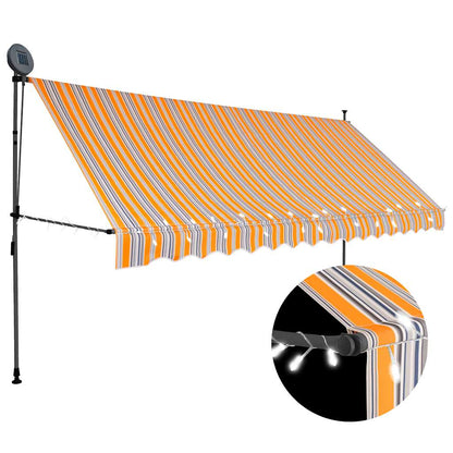 vidaXL Manual Retractable Awning with LED 350 cm Yellow and Blue