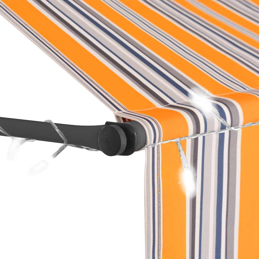 vidaXL Manual Retractable Awning with LED 350 cm Yellow and Blue