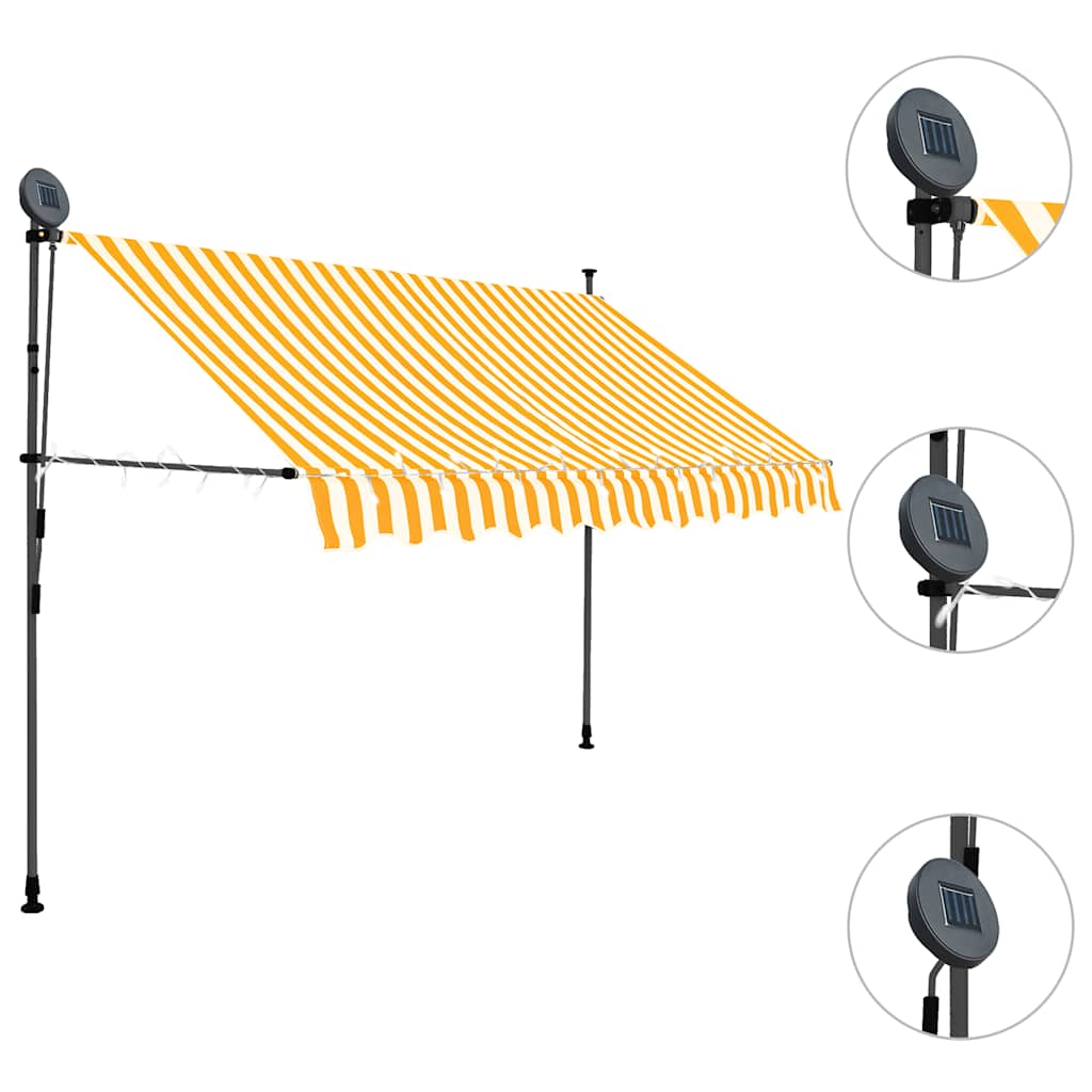 vidaXL Manual Retractable Awning with LED 300 cm White and Orange
