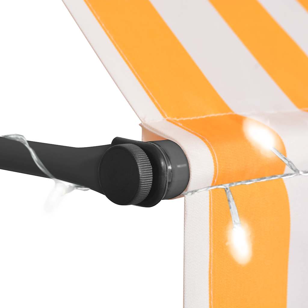 vidaXL Manual Retractable Awning with LED 350 cm White and Orange