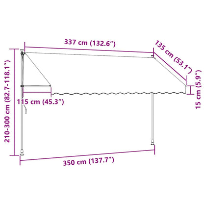 vidaXL Manual Retractable Awning with LED 350 cm White and Orange