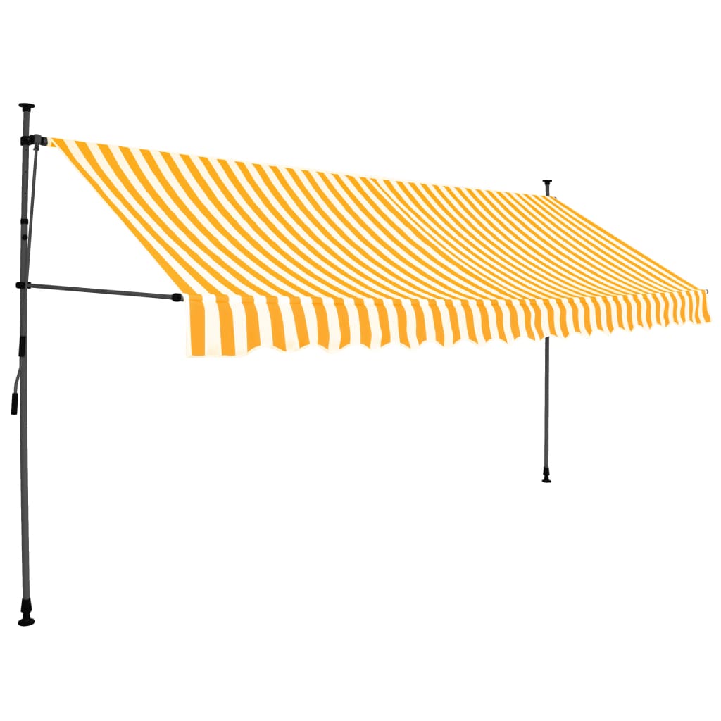 vidaXL Manual Retractable Awning with LED 400 cm White and Orange