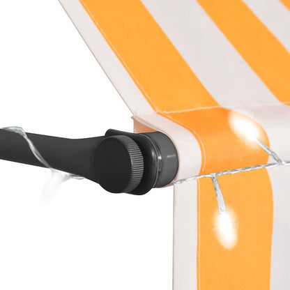 vidaXL Manual Retractable Awning with LED 400 cm White and Orange