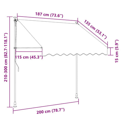 vidaXL Manual Retractable Awning with LED 200 cm Anthracite